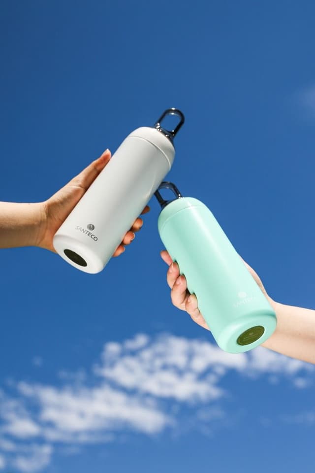 Custom insulated Santeco water bottles — branded drinkware