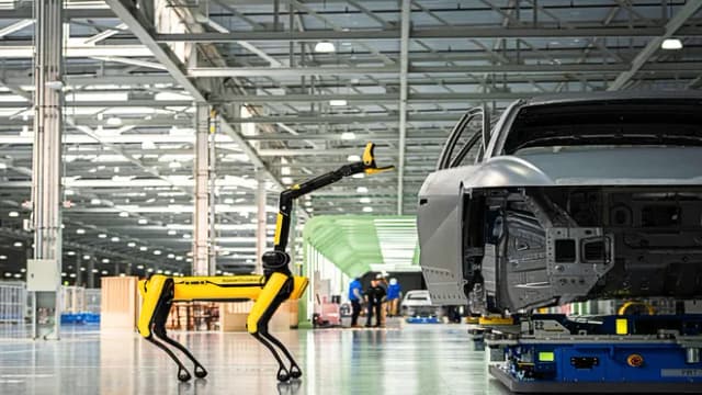 Boston Dynamics Spot robot dog on factory floor